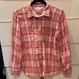 J. Crew Pink and Coral Plaid FlannelButton-Up Shirt
